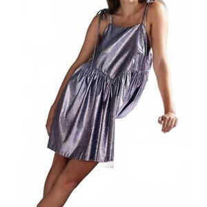 NEW ELIZA FAULKNER amy mini dress in metallic lilac